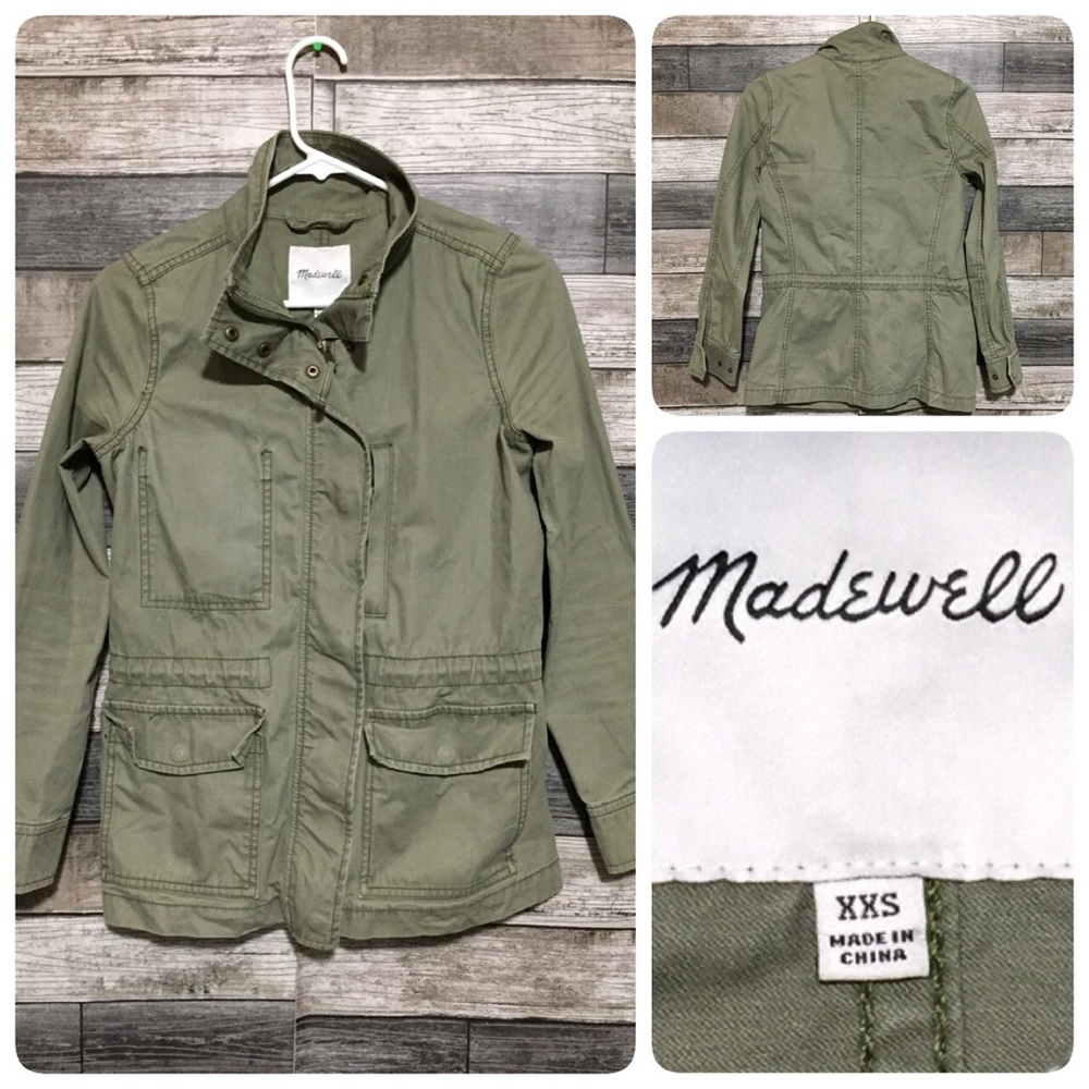 Madewell Military Jacket Women’s XXS Green Full Zip Utility Casual